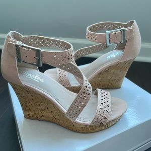 Blush Strappy Wedge Sandals